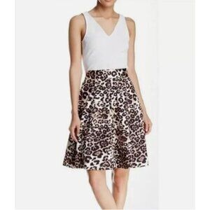 Amanda + Chelsea women's Cotton Full A-line skirt Cheetah Leopard Print NWT 8